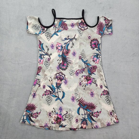 Love Fire Blouse Shirt Top Women's Size Small Multicolor Floral Cold Shoulders - Picture 10 of 10